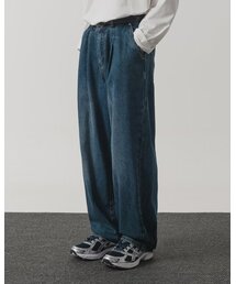 ASI エッセンシャル ワンタック ワイドデニムパンツ_インディゴ