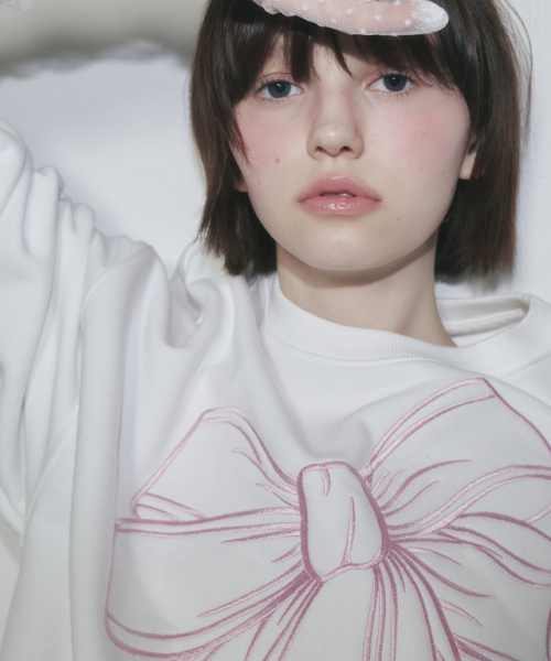 RONRON（ロンロン）の「BIG RIBBON LINE SWEATSHIRT WHITE PINK（スウェット・レディース・その他・FREE）」の3枚目の写真