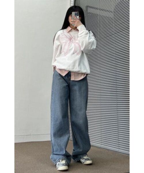 RONRON（ロンロン）の「BIG RIBBON LINE SWEATSHIRT WHITE PINK（スウェット・レディース・その他・FREE）」の6枚目の写真
