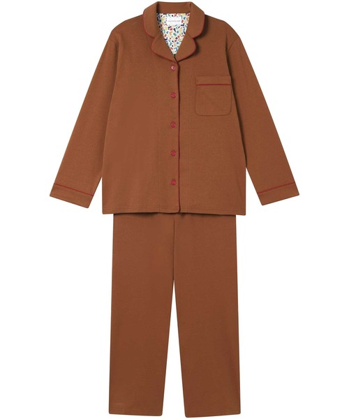 une nana cool（ウンナナクール）の「綿100%のフライスパジャマ MADE WITH LIBERTY FABRIC（ルームウェア/パジャマ・レディース・ホワイト/ブラウン/チャコールグレー/クリアブラック/ネイビー/グレー・L/M）」の5枚目の写真