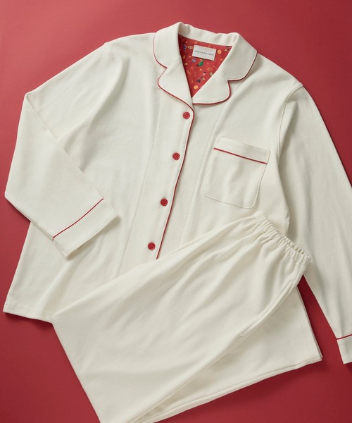 une nana cool（ウンナナクール）の「綿100%のフライスパジャマ MADE WITH LIBERTY FABRIC（ルームウェア/パジャマ・レディース・ホワイト/ブラウン/チャコールグレー/クリアブラック/ネイビー/グレー・L/M）」の2枚目の写真