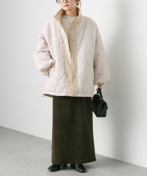 PUAL CE CIN（ピュアルセシン）の「【WEB限定】リバーシブルスタンドカラーパファージャケット（その他アウター・レディース・ブラック/ベージュ/カーキ・FREE）」の7枚目の写真