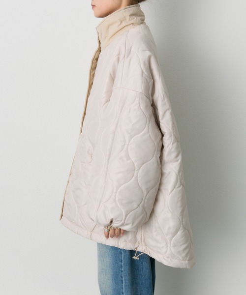 PUAL CE CIN（ピュアルセシン）の「【WEB限定】リバーシブルスタンドカラーパファージャケット（その他アウター・レディース・ブラック/ベージュ/カーキ・FREE）」の12枚目の写真