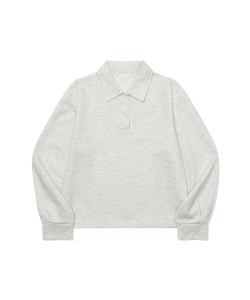 Solid Tone Polo Shirt (WHITE MELANGE) — однотонное поло белый меланж