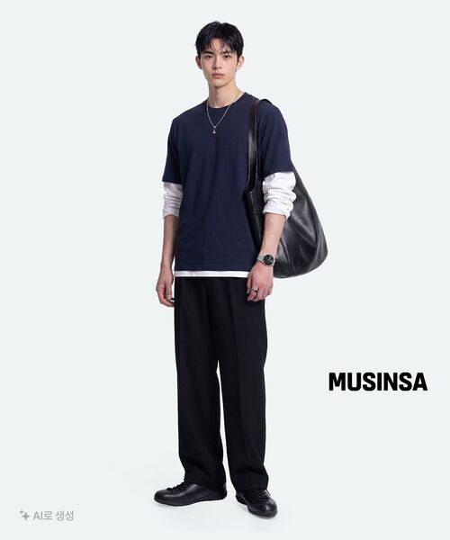 MUSINSA STANDARD（ムシンサスタンダード）の「ワイドヒドゥンバンディングスラックス[ブラック]（スラックス・メンズ・その他・40/31/33/26/27/28/29/38/42/36/34/32/30）」の9枚目の写真