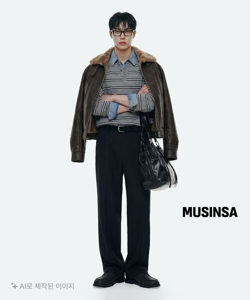 MUSINSA STANDARD（ムシンサスタンダード）の「ワイドヒドゥンバンディングスラックス[ブラック]（スラックス・メンズ・その他・40/31/33/26/27/28/29/38/42/36/34/32/30）」の18枚目の写真