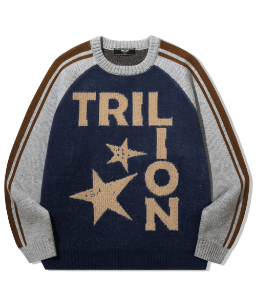 TRILLION(トリリオン)の「ウォッシャブルレグランヘアリーグラフィックトラックニット_ネイビー(ニット/セーター・レディース・その他・MEDIUM/LARGE/X-LARGE)」の1枚目の写真