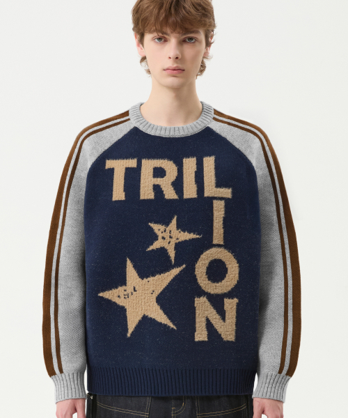TRILLION(トリリオン)の「ウォッシャブルレグランヘアリーグラフィックトラックニット_ネイビー(ニット/セーター・レディース・その他・MEDIUM/LARGE/X-LARGE)」の2枚目の写真