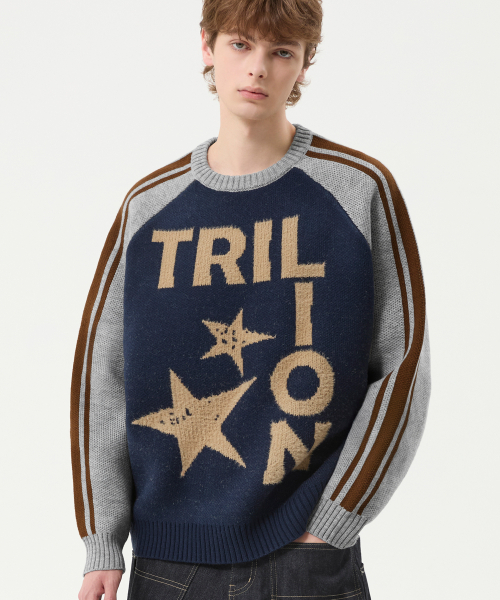 TRILLION(トリリオン)の「ウォッシャブルレグランヘアリーグラフィックトラックニット_ネイビー(ニット/セーター・レディース・その他・MEDIUM/LARGE/X-LARGE)」の3枚目の写真