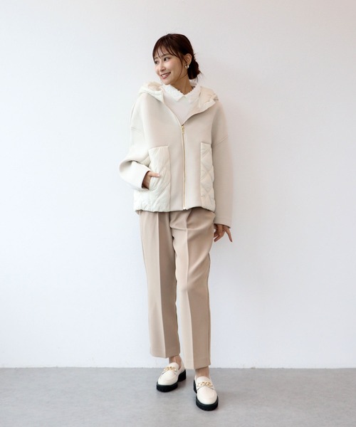 Jines（ジネス）の「ダンボールニットフード切替ブルゾン（ブルゾン・レディース・ブラック/ブラウン/ホワイト系その他・38）」の14枚目の写真
