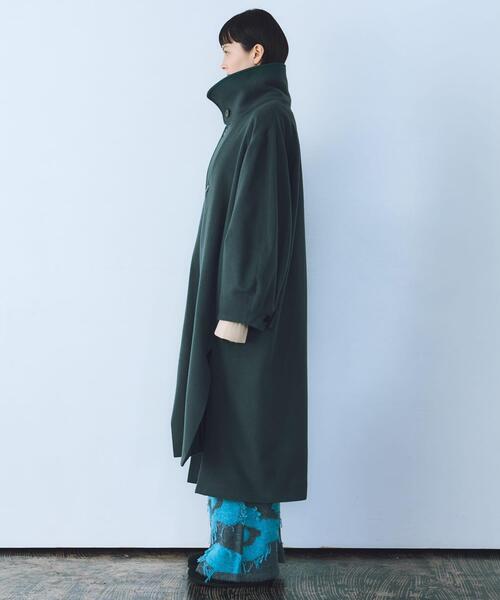 THE GOODLAND MARKET（ザグッドランドマーケット）の「cwtch　WOOL LONG COAT（ステンカラーコート・レディース・ブラック/グリーン/オートミール・FREE）」の8枚目の写真