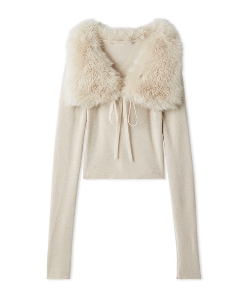 SNIDEL（スナイデル）の「ティペットファーニット（ニット/セーター・レディース・グレー/ライトベージュ/グリーン・F）」の3枚目の写真