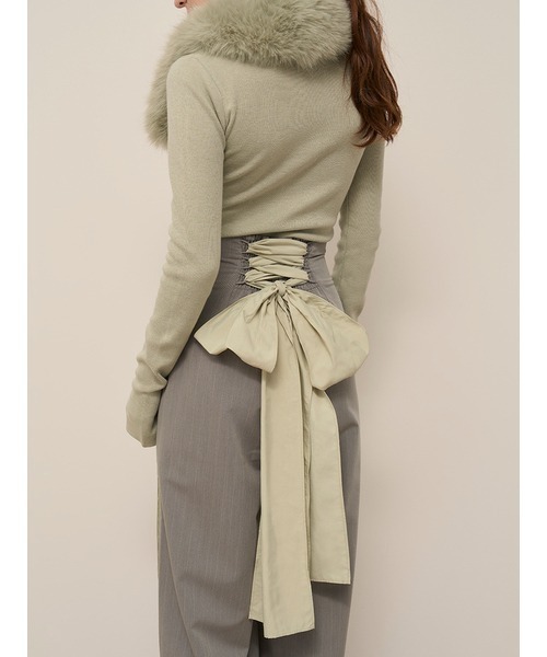 SNIDEL（スナイデル）の「ティペットファーニット（ニット/セーター・レディース・グレー/ライトベージュ/グリーン・F）」の5枚目の写真