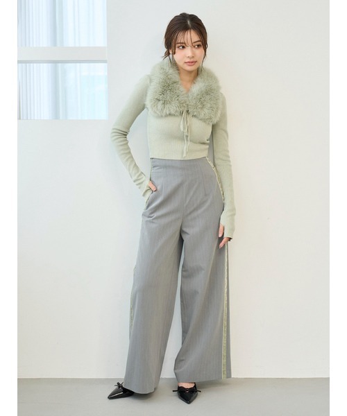 SNIDEL（スナイデル）の「ティペットファーニット（ニット/セーター・レディース・グレー/ライトベージュ/グリーン・F）」の9枚目の写真