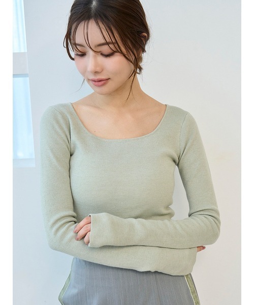 SNIDEL（スナイデル）の「ティペットファーニット（ニット/セーター・レディース・グレー/ライトベージュ/グリーン・F）」の10枚目の写真