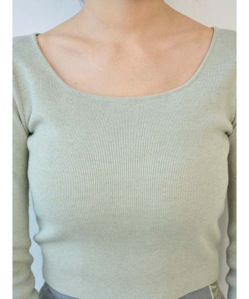 SNIDEL（スナイデル）の「ティペットファーニット（ニット/セーター・レディース・グレー/ライトベージュ/グリーン・F）」の11枚目の写真