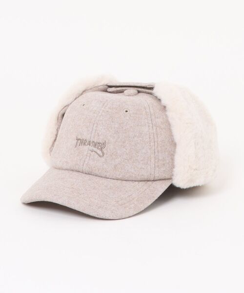 THRASHER（スラッシャー）の「Devil Tail Logo KIDS FLIGHT CAP/THRASHER スラッシャー キッズ フライトキャップ ストリートスノーボード（キャップ・キッズ・ブラック/オートミール・FREE）」の2枚目の写真