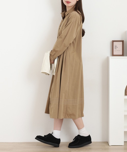 A.N.L（エーエヌエル　レーベル）の「A.N.L ステッチディティールシャツワンピース（シャツワンピース・レディース・キャメル/カーキ・38）」の9枚目の写真