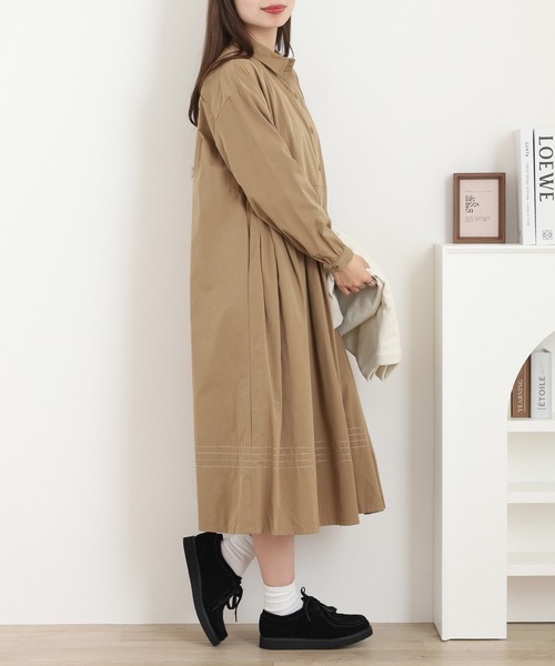 A.N.L（エーエヌエル　レーベル）の「A.N.L ステッチディティールシャツワンピース（シャツワンピース・レディース・キャメル/カーキ・38）」の11枚目の写真