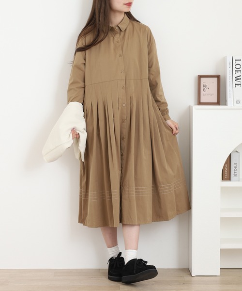 A.N.L（エーエヌエル　レーベル）の「A.N.L ステッチディティールシャツワンピース（シャツワンピース・レディース・キャメル/カーキ・38）」の8枚目の写真