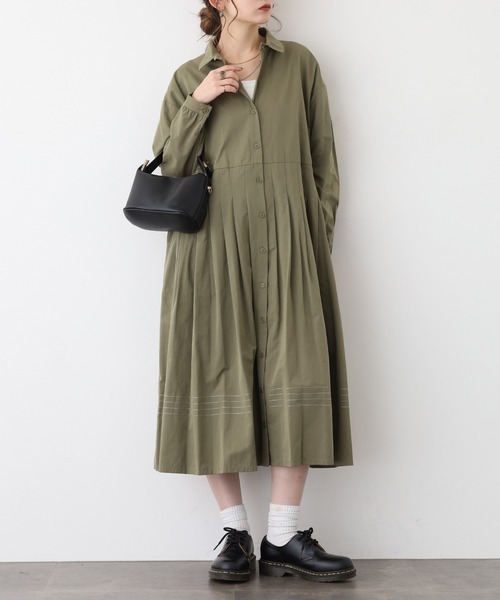 A.N.L（エーエヌエル　レーベル）の「A.N.L ステッチディティールシャツワンピース（シャツワンピース・レディース・キャメル/カーキ・38）」の3枚目の写真