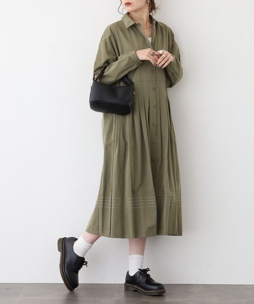 A.N.L（エーエヌエル　レーベル）の「A.N.L ステッチディティールシャツワンピース（シャツワンピース・レディース・キャメル/カーキ・38）」の4枚目の写真