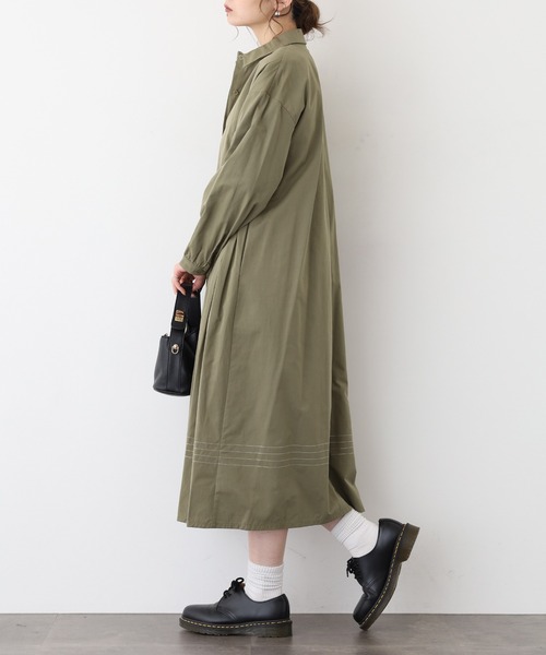 A.N.L（エーエヌエル　レーベル）の「A.N.L ステッチディティールシャツワンピース（シャツワンピース・レディース・キャメル/カーキ・38）」の6枚目の写真