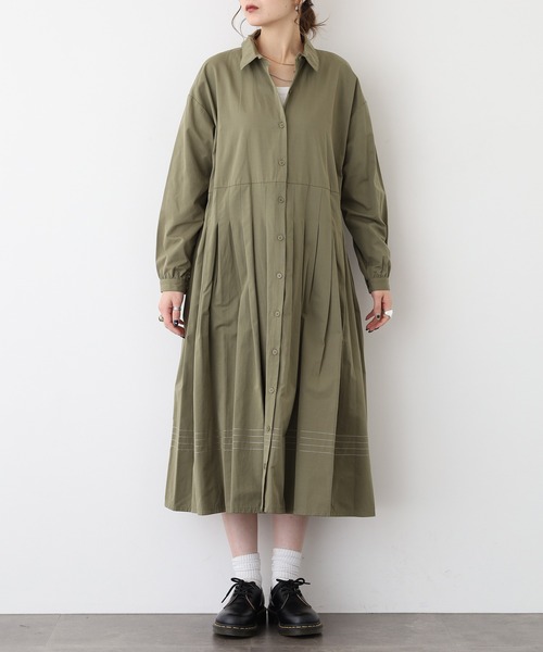 A.N.L（エーエヌエル　レーベル）の「A.N.L ステッチディティールシャツワンピース（シャツワンピース・レディース・キャメル/カーキ・38）」の12枚目の写真