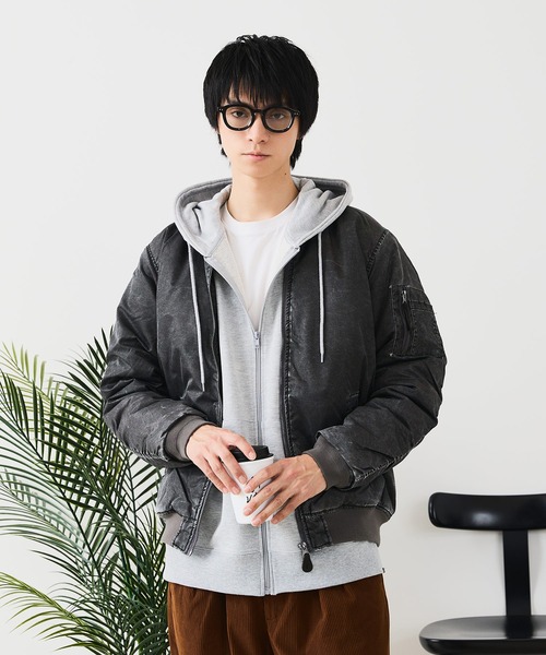 UNIIT(ユニット)の「【UNIIT/ユニット】 ヴィンテージライクナイロン オーバーサイズMA-1 古着加工(MA-1・メンズ・スミクロ/カーキ・LARGE/X-LARGE/MEDIUM)」の14枚目の写真