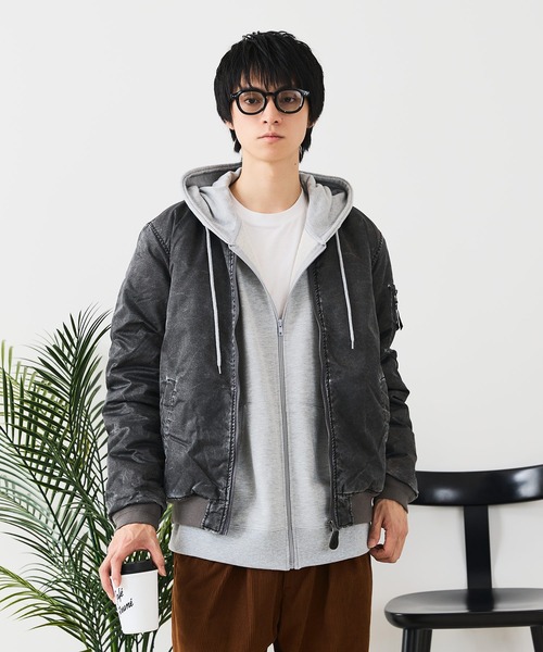 UNIIT(ユニット)の「【UNIIT/ユニット】 ヴィンテージライクナイロン オーバーサイズMA-1 古着加工(MA-1・メンズ・スミクロ/カーキ・LARGE/X-LARGE/MEDIUM)」の7枚目の写真