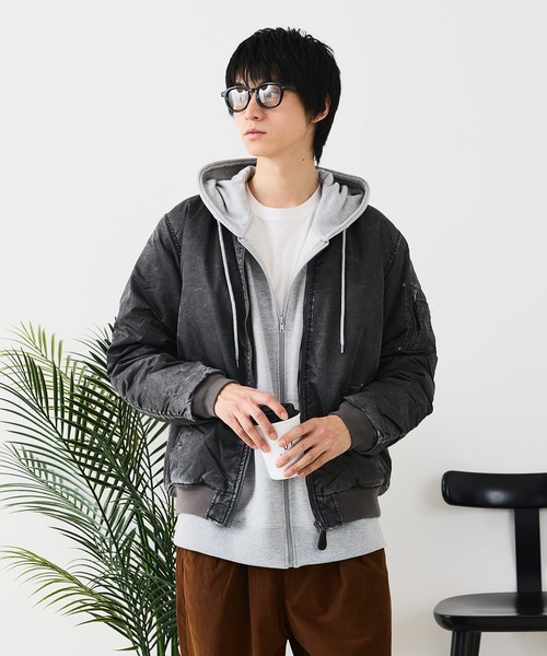 UNIIT(ユニット)の「【UNIIT/ユニット】 ヴィンテージライクナイロン オーバーサイズMA-1 古着加工(MA-1・メンズ・スミクロ/カーキ・LARGE/X-LARGE/MEDIUM)」の18枚目の写真