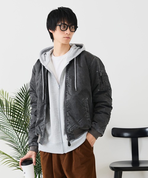 UNIIT(ユニット)の「【UNIIT/ユニット】 ヴィンテージライクナイロン オーバーサイズMA-1 古着加工(MA-1・メンズ・スミクロ/カーキ・LARGE/X-LARGE/MEDIUM)」の4枚目の写真