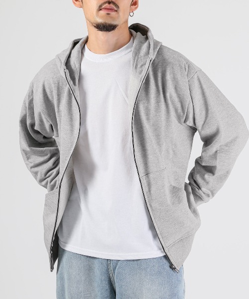 LUXSTYLE(ラグスタイル)の「ワイドシルエットジップパーカー(パーカー・メンズ・ブラック/杢グレー/チャコールグレー/ネイビー・M/L/XL)」の1枚目の写真