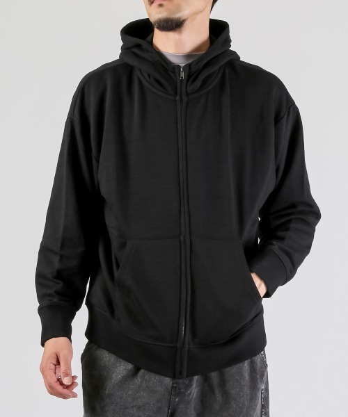 LUXSTYLE(ラグスタイル)の「ワイドシルエットジップパーカー(パーカー・メンズ・ブラック/杢グレー/チャコールグレー/ネイビー・M/L/XL)」の2枚目の写真
