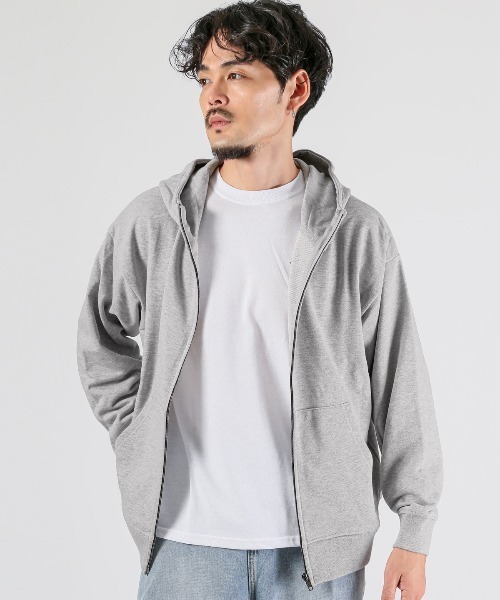 LUXSTYLE(ラグスタイル)の「ワイドシルエットジップパーカー(パーカー・メンズ・ブラック/杢グレー/チャコールグレー/ネイビー・M/L/XL)」の5枚目の写真