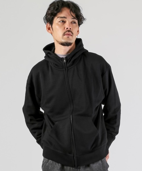 LUXSTYLE(ラグスタイル)の「ワイドシルエットジップパーカー(パーカー・メンズ・ブラック/杢グレー/チャコールグレー/ネイビー・M/L/XL)」の7枚目の写真