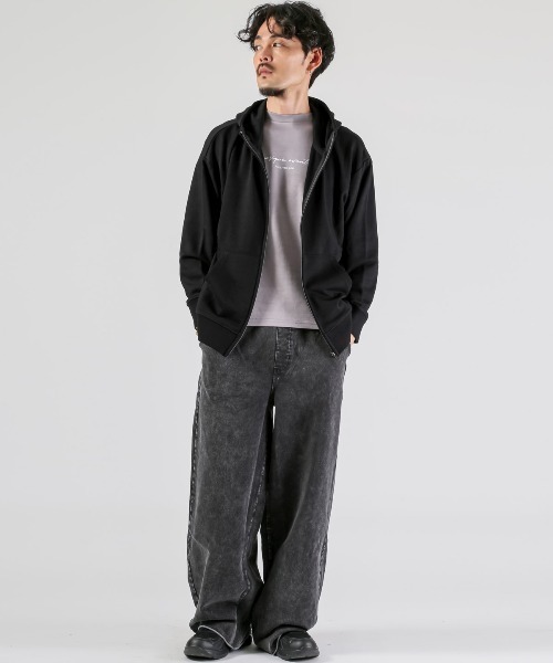 LUXSTYLE(ラグスタイル)の「ワイドシルエットジップパーカー(パーカー・メンズ・ブラック/杢グレー/チャコールグレー/ネイビー・M/L/XL)」の8枚目の写真