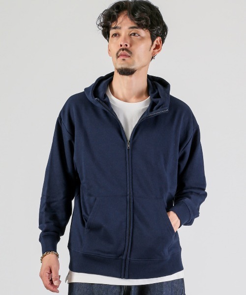 LUXSTYLE(ラグスタイル)の「ワイドシルエットジップパーカー(パーカー・メンズ・ブラック/杢グレー/チャコールグレー/ネイビー・M/L/XL)」の11枚目の写真