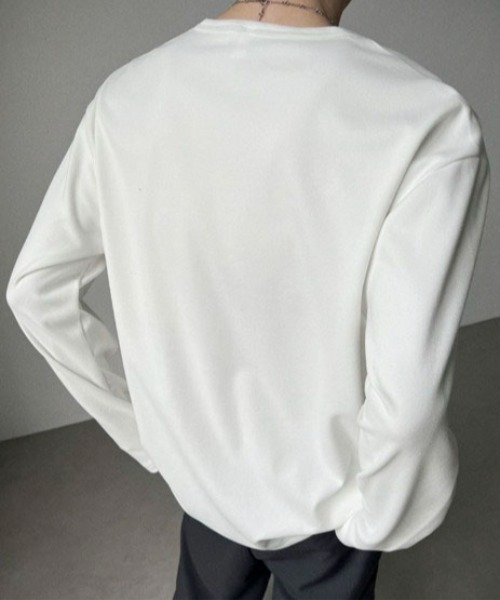 link lot(リンクロット)の「【フリース素材】ヘンリーネックロングスリーブシャツ(Tシャツ/カットソー・メンズ・ブラック/ホワイト/ダークグレー・M/L)」の8枚目の写真