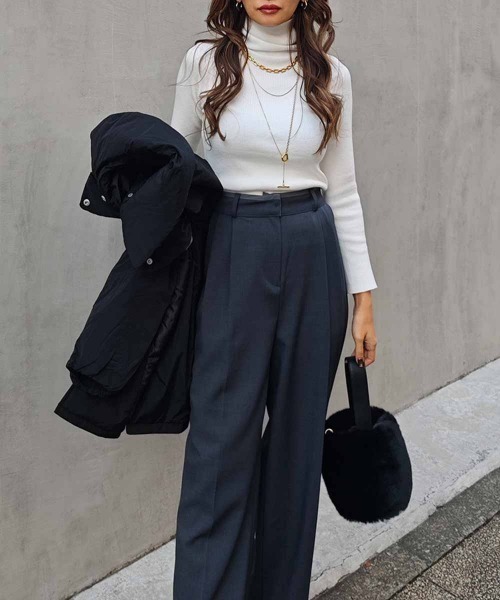 esutoreja（エストレジャ）の「リブタートルネックニットトップス（ニット/セーター・レディース・ホワイト・FREE）」の2枚目の写真