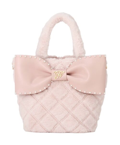 Maison de FLEUR（メゾンドフルール）の「フェイクファーパールリボントートバッグ（ハンドバッグ・レディース・ピンク/ホワイト・FREE）」の7枚目の写真