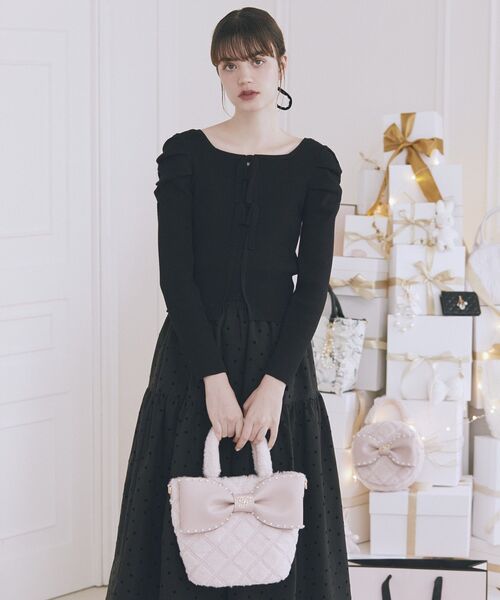 Maison de FLEUR（メゾンドフルール）の「フェイクファーパールリボントートバッグ（ハンドバッグ・レディース・ピンク/ホワイト・FREE）」の12枚目の写真