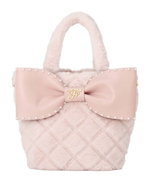 Maison de FLEUR（メゾンドフルール）の「フェイクファーパールリボントートバッグ（ハンドバッグ・レディース・ピンク/ホワイト・FREE）」の2枚目の写真