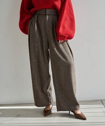 meilmada | レザーライクパイピングツイードワイドパンツ(スラックス)