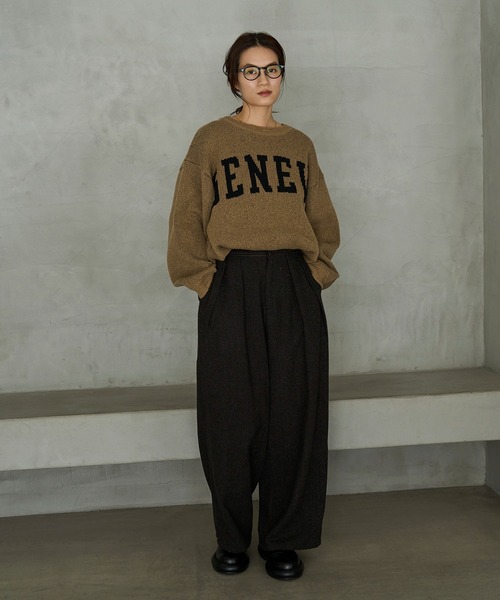 meilmada（メイルマダ）の「レザーライクパイピングツイードワイドパンツ（スラックス・レディース・ブラック/ブラウン・FREE）」の17枚目の写真