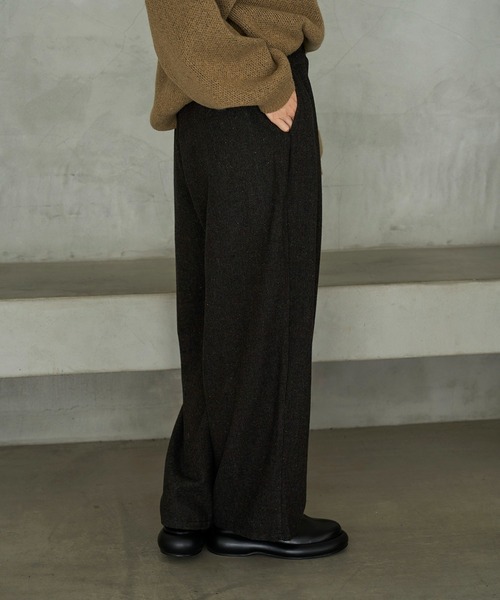 meilmada（メイルマダ）の「レザーライクパイピングツイードワイドパンツ（スラックス・レディース・ブラック/ブラウン・FREE）」の14枚目の写真