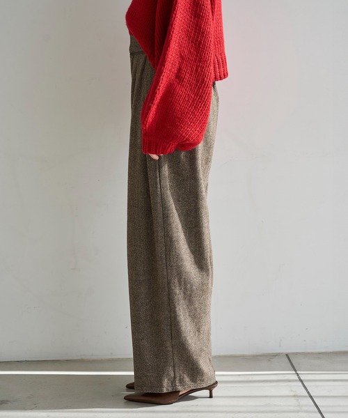 meilmada（メイルマダ）の「レザーライクパイピングツイードワイドパンツ（スラックス・レディース・ブラック/ブラウン・FREE）」の22枚目の写真