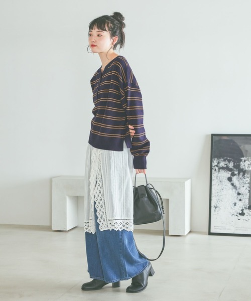 niko and...(ニコアンド)の「2WAYバテンフリルキャミスカート(スカート・レディース・チャコール/オフホワイト・FREE)」の19枚目の写真