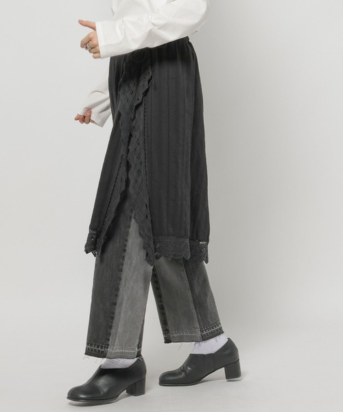 niko and...(ニコアンド)の「2WAYバテンフリルキャミスカート(スカート・レディース・チャコール/オフホワイト・FREE)」の6枚目の写真