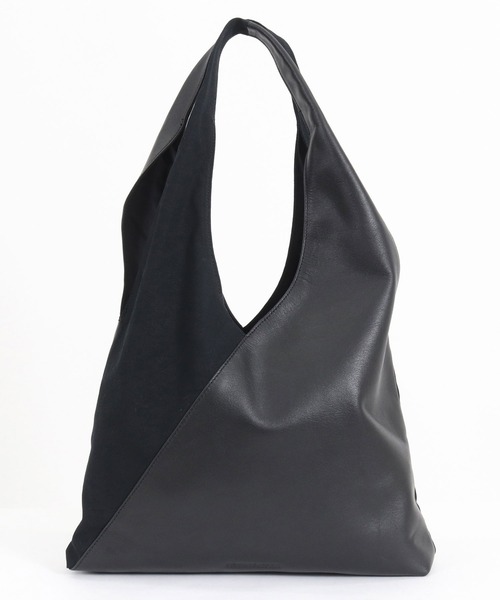 ADAM PATEK(アダムパテック)の「ADAMPATEK/leather switching marche bag/レザーxキャンバス切替マルシェバッグ(トートバッグ・メンズ・ブラック・FREE)」の1枚目の写真